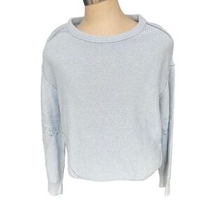 Lucky Brand Knit Sweater Pullover Lightweight‎ Open Knit Blue Size L